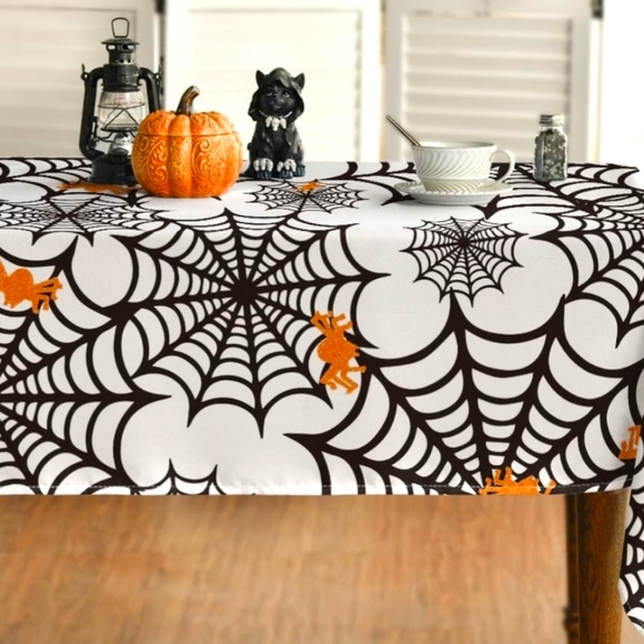 Halloween Tablecloth 60x104 Inch Rectangular - spiderweb pattern - Picture 2 of 5
